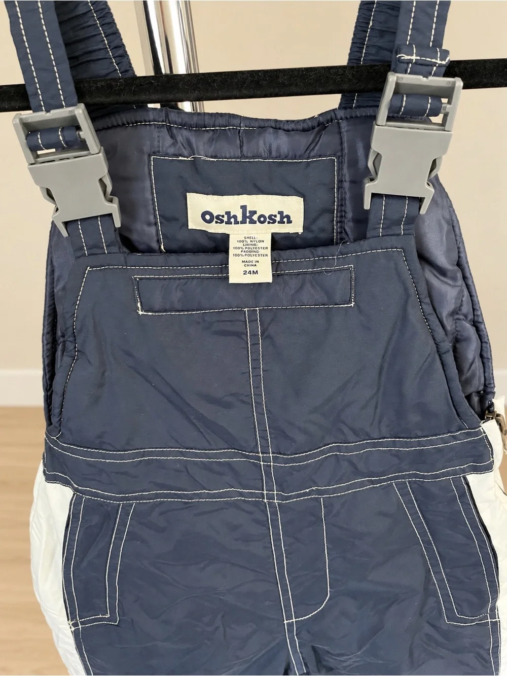 OshKosh B'gosh Navy and White Kids Snow Overalls Vintage